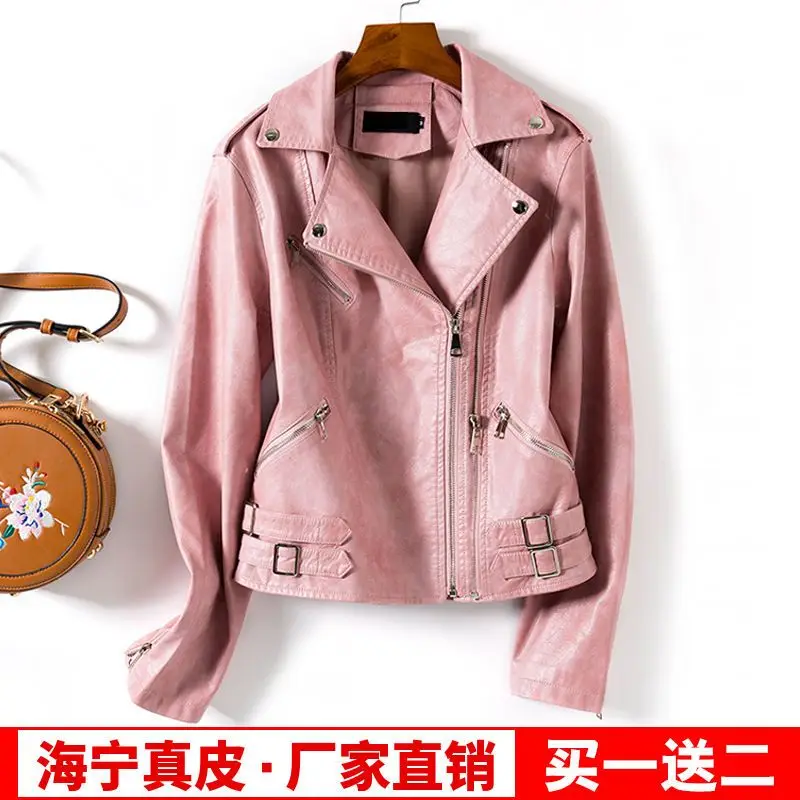 2023 Autumn and Winter New Women Leather Top Coat Short Slim outwear Fashion biker jacket casual thin outcoat temperament top