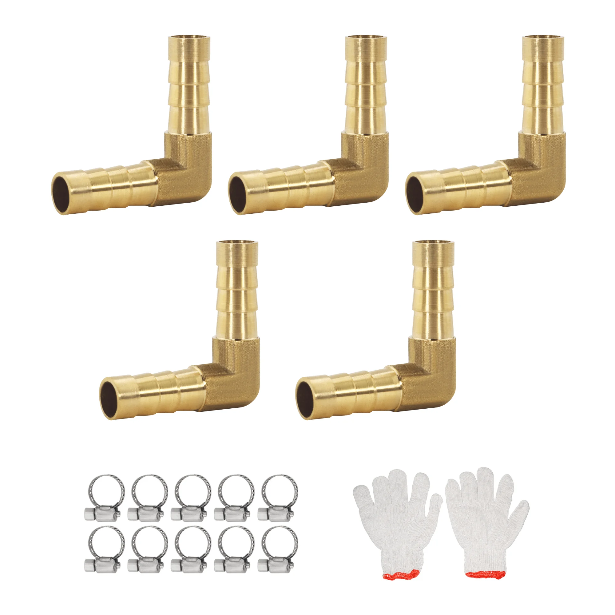 Messing-Widerhaken-Rohrverschraubung, Winkelstück, 2-Wege-Anschluss für 8 mm 10 mm 19 mm Schlauch, Kupfer-Pagode-Wasserrohrverschraubungen