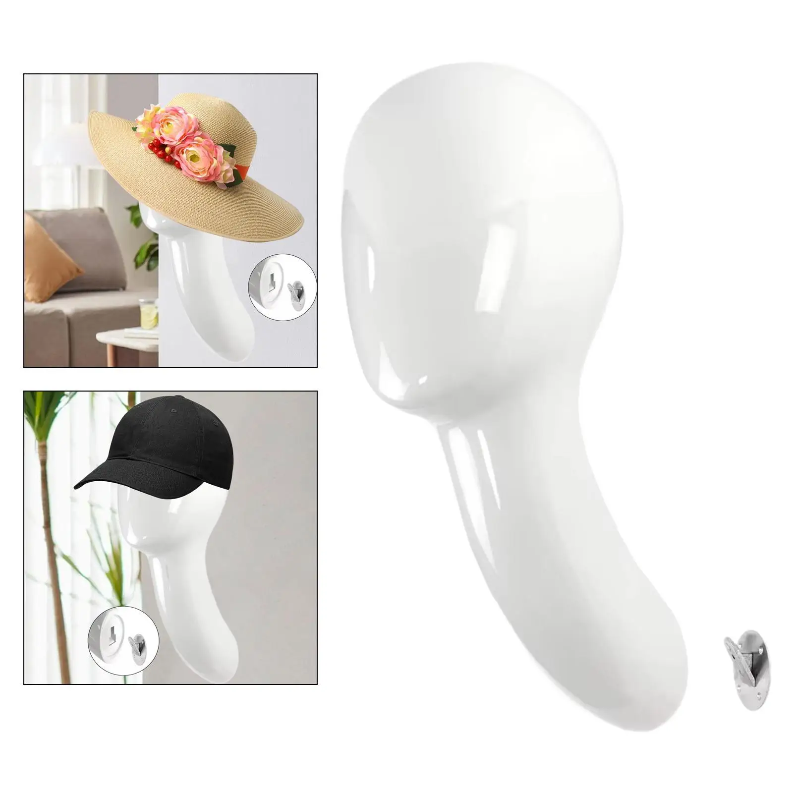 Wall Mount Wig Display Stand Sturdy Mannequin Head Fabrics Head Wig Stand for Headwear Wig Hats Retail Shops Home Salon