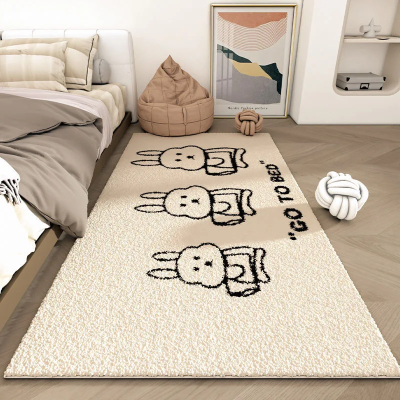 Simple Rabbit Living Room Blanket Sofa Foot Mat Advanced Sense Year Dirt Resistant Carpet Room Bedroom Bed Blanket Absorbent