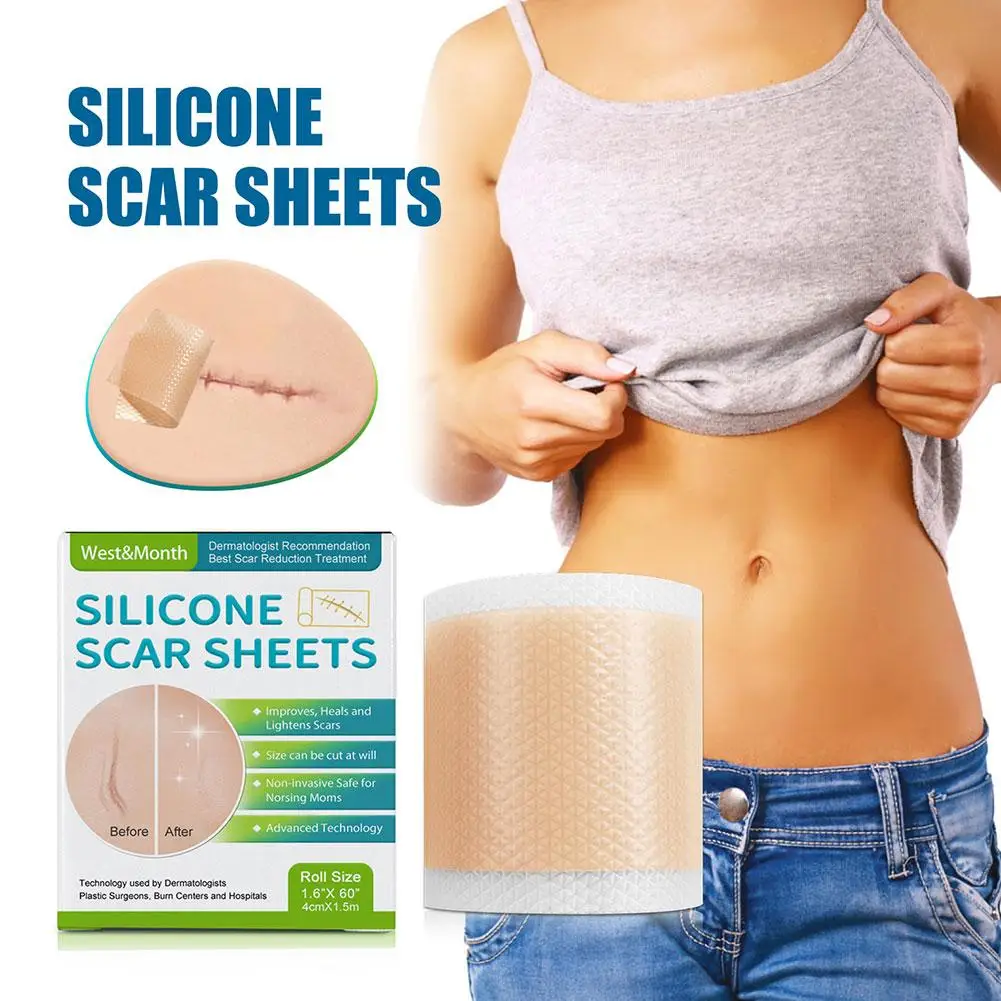 1/2pcs Silicone Gel Scar Sheet Patch Treatment Removal Tape Acne Trauma Burn Scar Cover Skin Repair Section Ear Beauty Skin Care