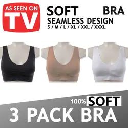 PACK OF 3 Stretch Seamless Comfort Sports Bra Wireless Crop Top  Comfy Daily Bras, Seamless Leisure Bras for Women