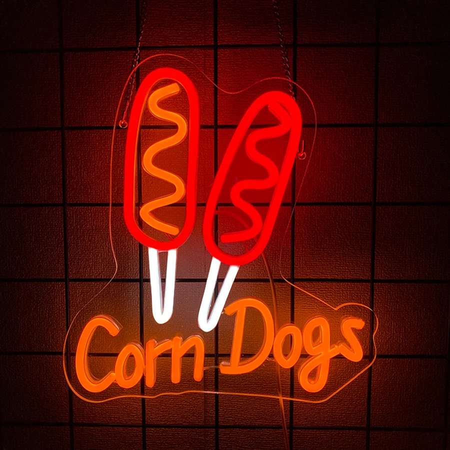 Corn Dogs Neon Sign For Wall Decor,Light Up Sign For Restaurant,Home Kitchen,Fast Food Store Decor,Coffee Shop,Festival Gift