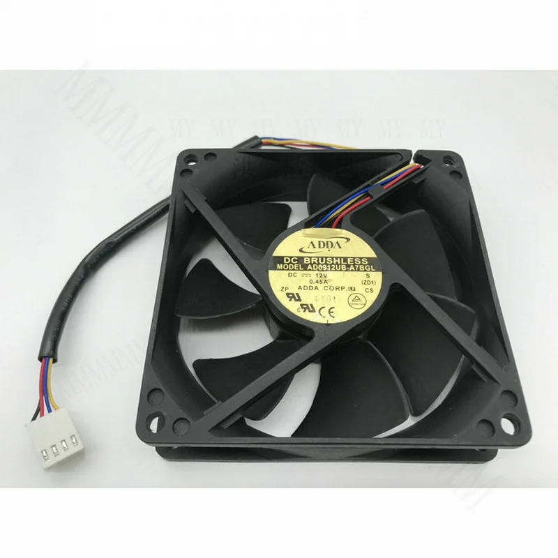 TT  1pcs  ADDA AD0912UB-A7BGL 12V 0.45A 9CM 9025 4-wire PWM ball fan 4pin