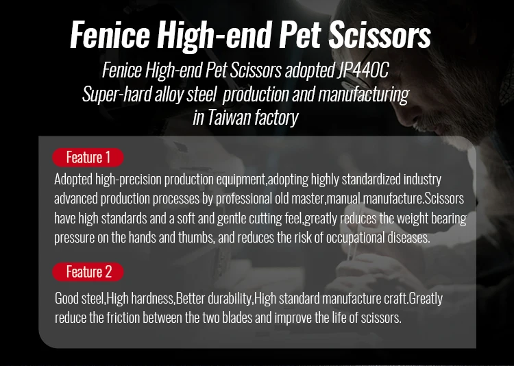 Fenice Japan 440C Edelstahl 6,75/7 Zoll Hundepflege-Schere Ausdünnungsschere für Hunde Ausdünnungsrate 50-60% – Detail 1