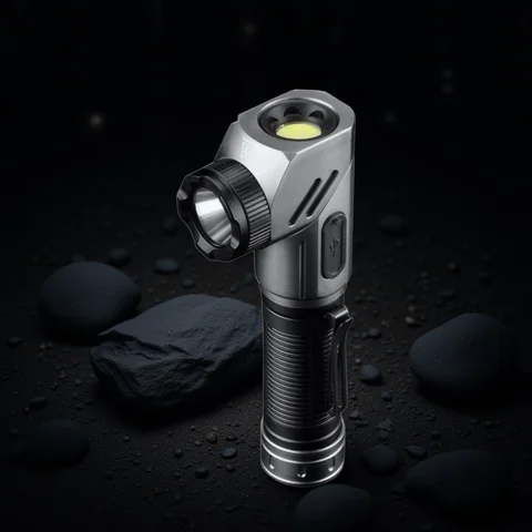 Pełny stop aluminium 2000LM 90 ° Obrotowa latarka dwuźródłowa z magnetyczną końcówką do użytku na zewnątrz w sytuacjach awaryjnych, z funkcją wybijania szyb.