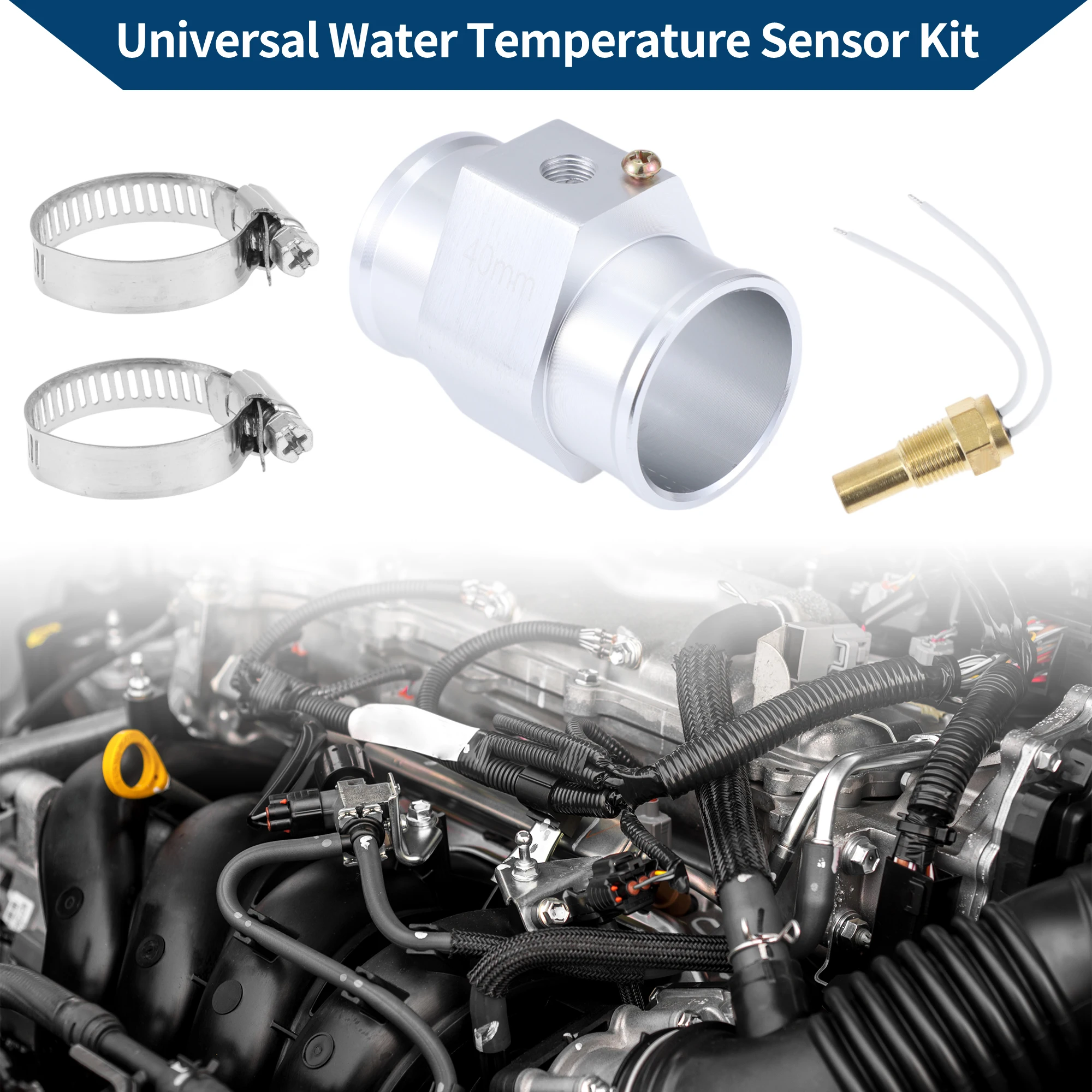 

UXCELL 12V/24V Universal Water Temp Sensor Kit, 1/8"NPT 1.57" Silver Tone Adapter 180'F on - 165'F Off for Automotive Radiator &
