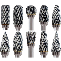 Tungsten Carbide Rotary Burr 10pcs Carving Burr Bits Double Diamond Cut Dremel Tools for Wood Stone Carving Steel Metal Working