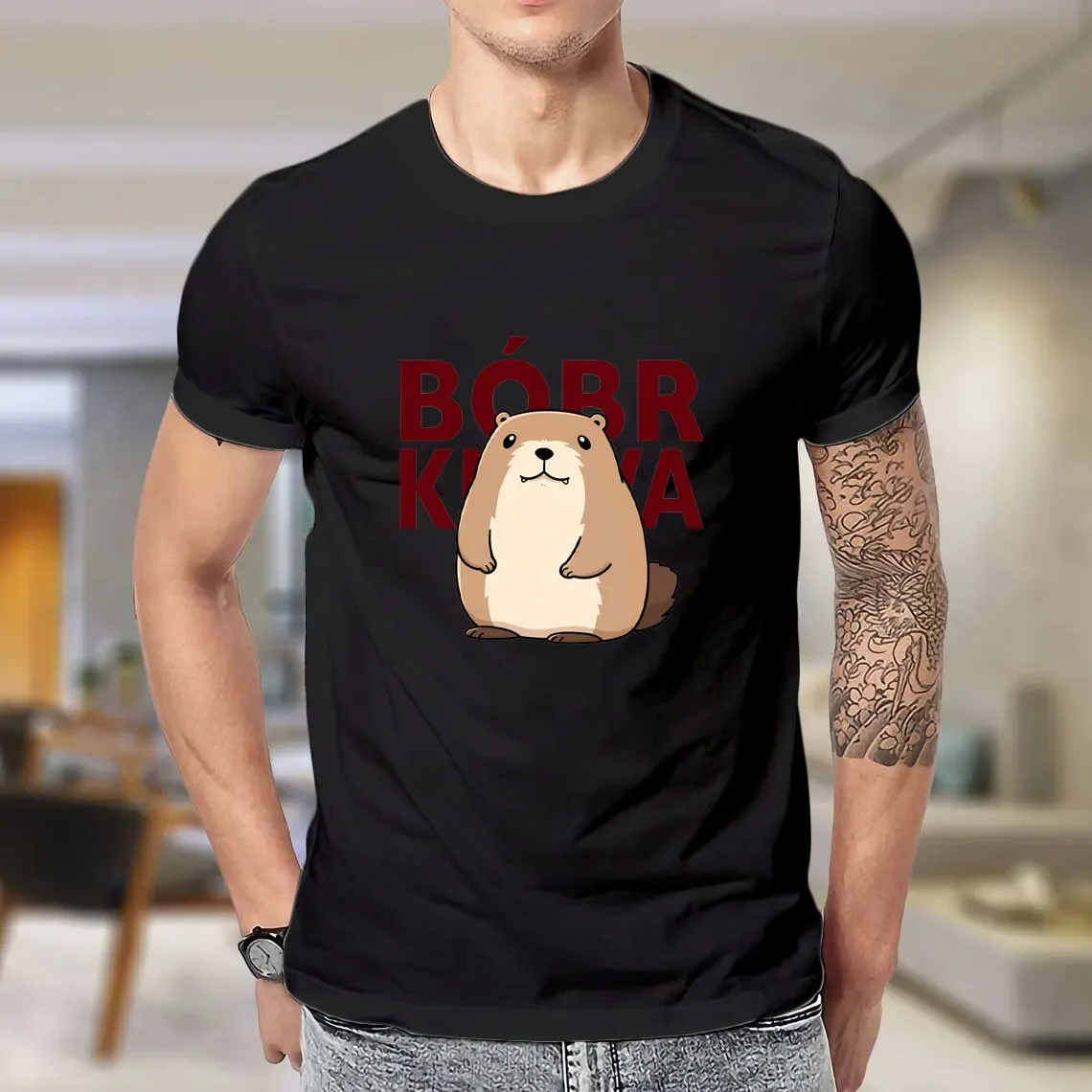 Kawaii Funny Bóbr Ku&*a - Bober Bóbr Beaver Boberek T-Shirt Vintage Clothes Korean Fashion T-shirts Man Cotton Vintage Shirts