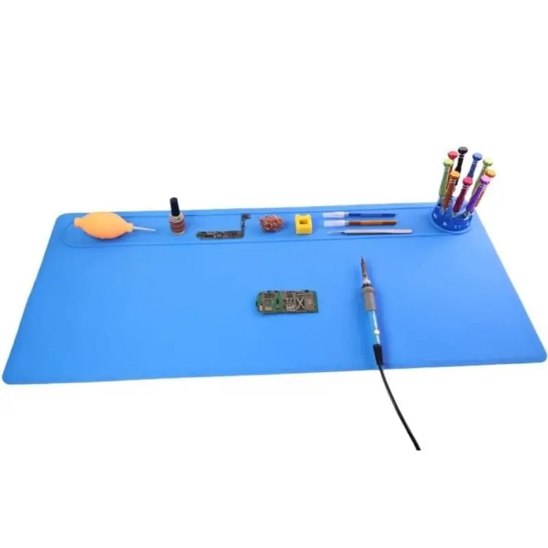 VEHO-High-Temperature Resistant 825X370mm Rubber Insulation Mat Work Pad Repair Tool With Screwdriver Storage Box A