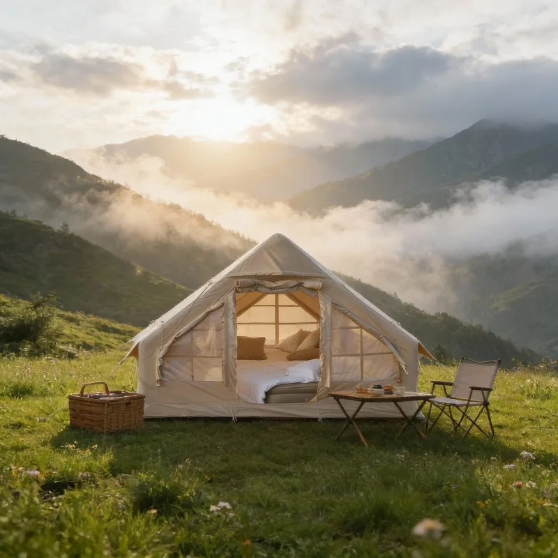 

YTYIN Inflatable Camping Air Tent Easy Setup Waterproof Windproof 4 Seasons Oxford Cabin Tent With Window