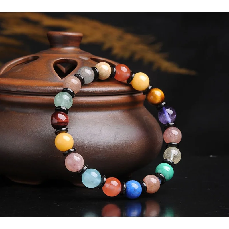 Duobao Crystal Bracelet Colorful Green Eagle Eye Stone Rose Red Tigereye Red Agate Jade Jadeware Bracelet Ornament