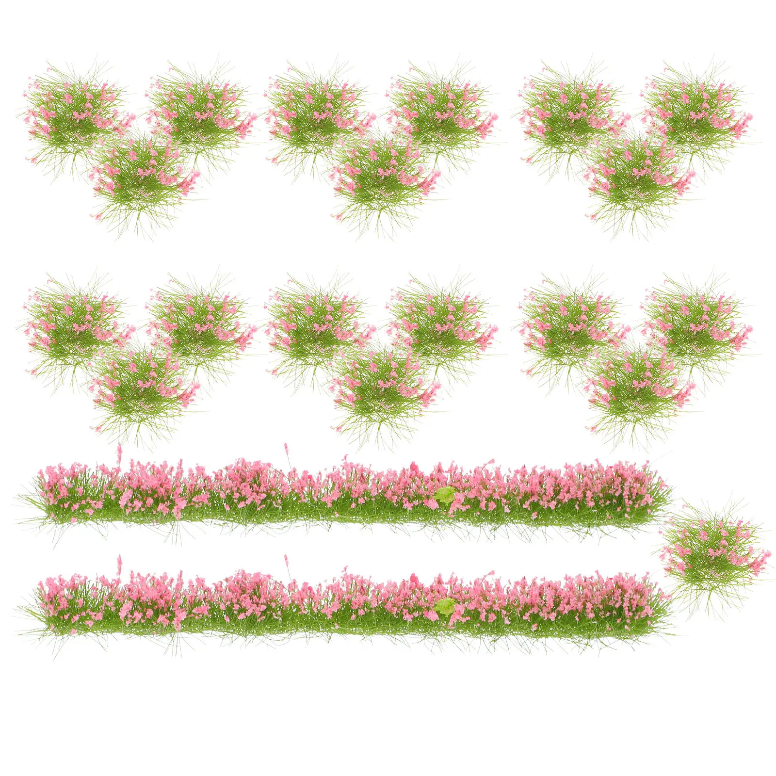 23Pcs Train Scenery Fire Car Grass Tufts Miniature Landscape Green Plastic Realistic Diorama Decoration Crafts Fake Trees - view 6