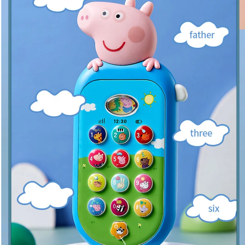 Peppa Pig Peggy Children\'s Toys Peggy George Mobile Phone Baby Bite Baby Puzzle Early Education Simulation Music Phone Gift