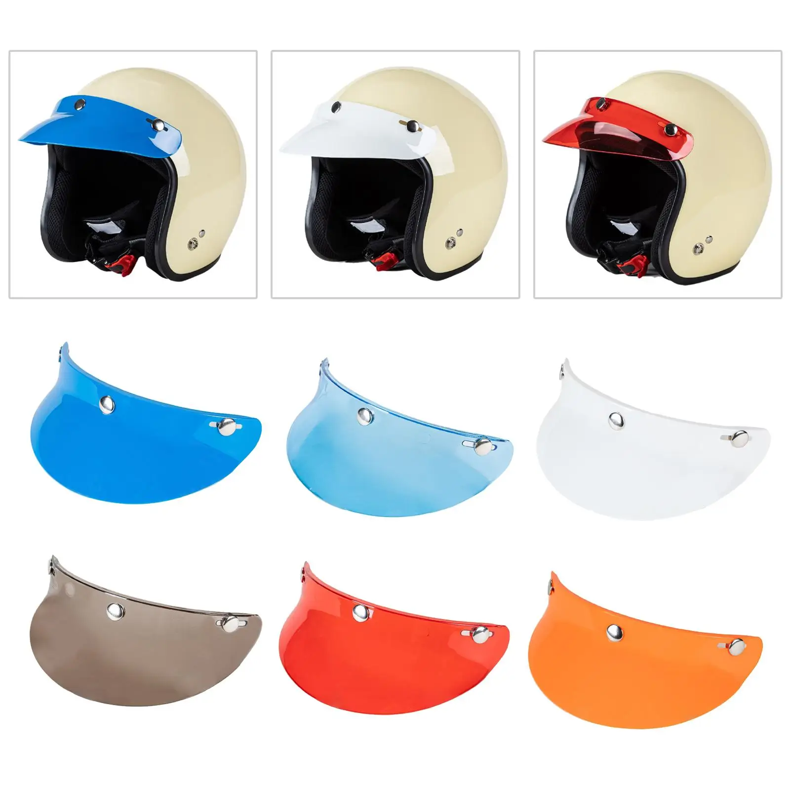 

Vintage Universal 3-Snap Helmet Visor Peak Open Face Sun Shade