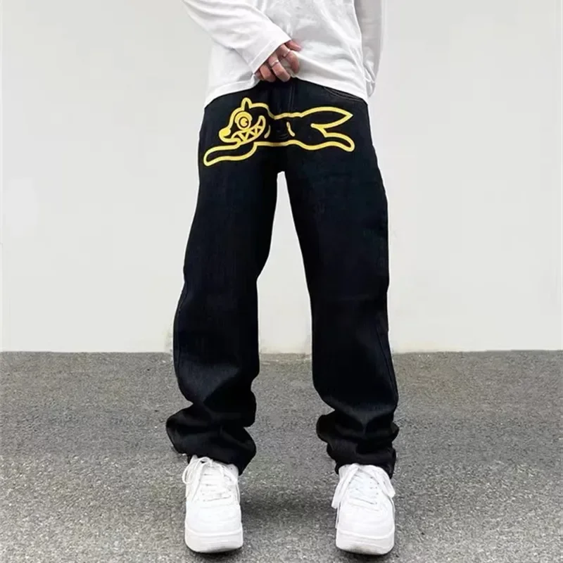 Ropa Dog Print Streetwear Men Hip Hop Baggy Jeans Pants  Clothes Straight Loose Goth Denim Trousers Pantalones Vaqueros