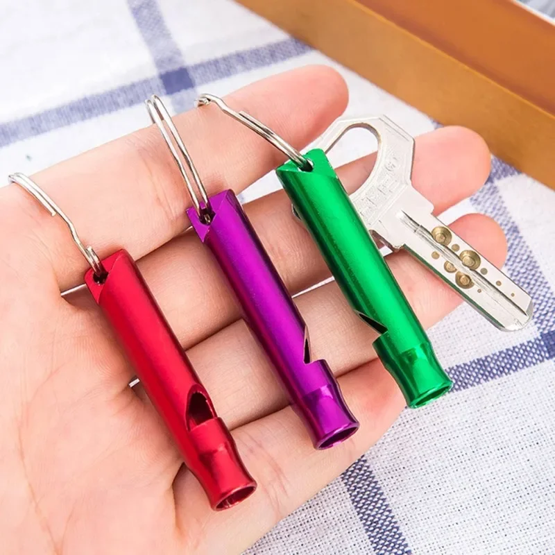 Outdoor Aluminum Alloy Small Whistle Portable Keychain Referee Whistle High Decibel Emergency Fire Training Survival Whistle