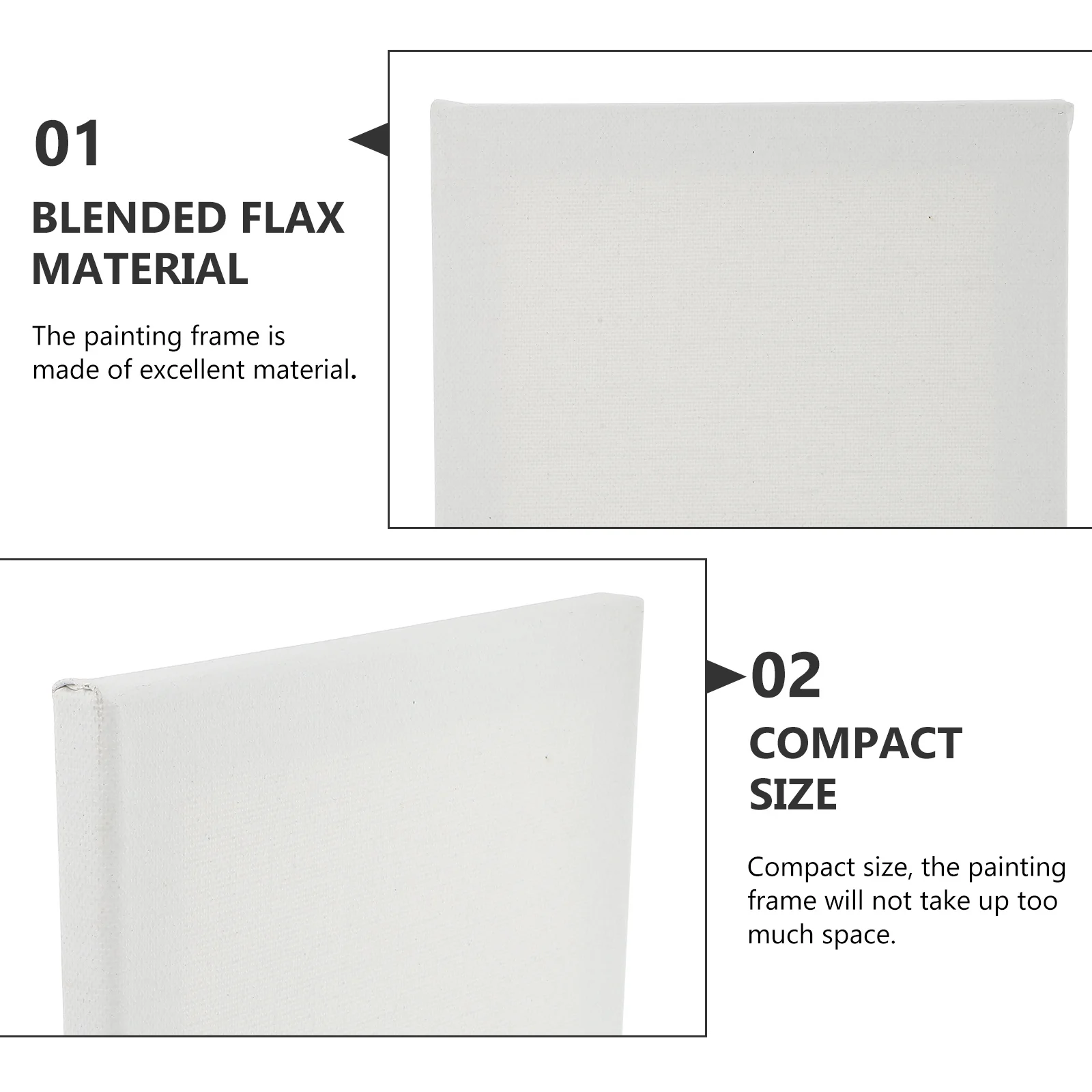 

2Pcs Linen Canvas Frame Well-Made Painting Frame Simple Style Picture Holder for Indoor Wall Decor Desktop Display