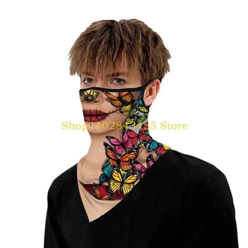 49MC Halloween Neck Gaiter Face Máscara Palhaço Impressão Earloop à prova poeira para Triângulo