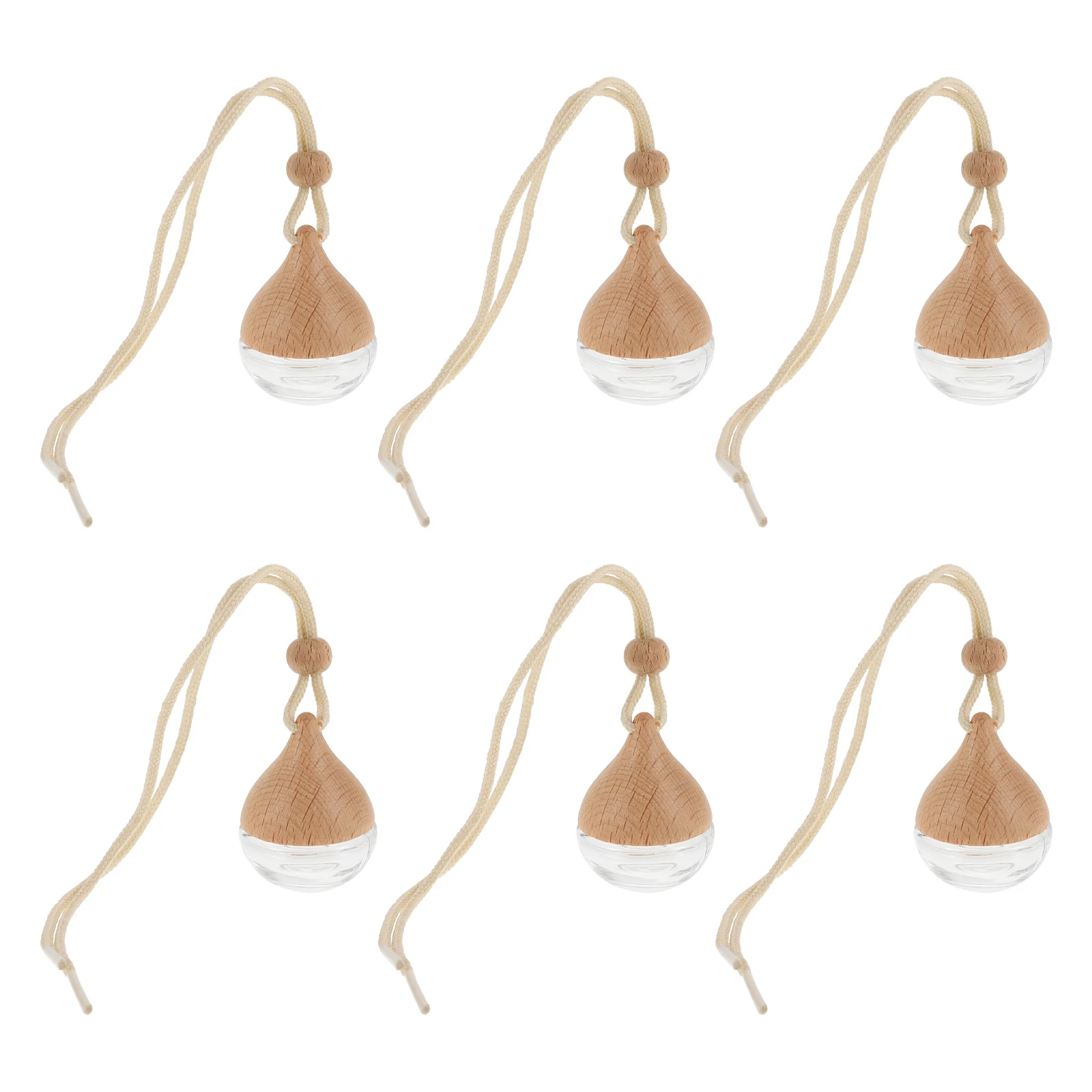 

6pcs Car Perfume Bottle 7ml Glass Hanging Aroma Diffuser Essential Oil Freshener Small Lightweight Car Decoration