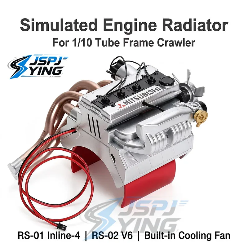 Simulated Engine Radiator Silver Metal Finish JST Plug Scale Detail Upgrade for 1/10 Moonbuggy Tube Crawler RS-01 RS-02 RC Car