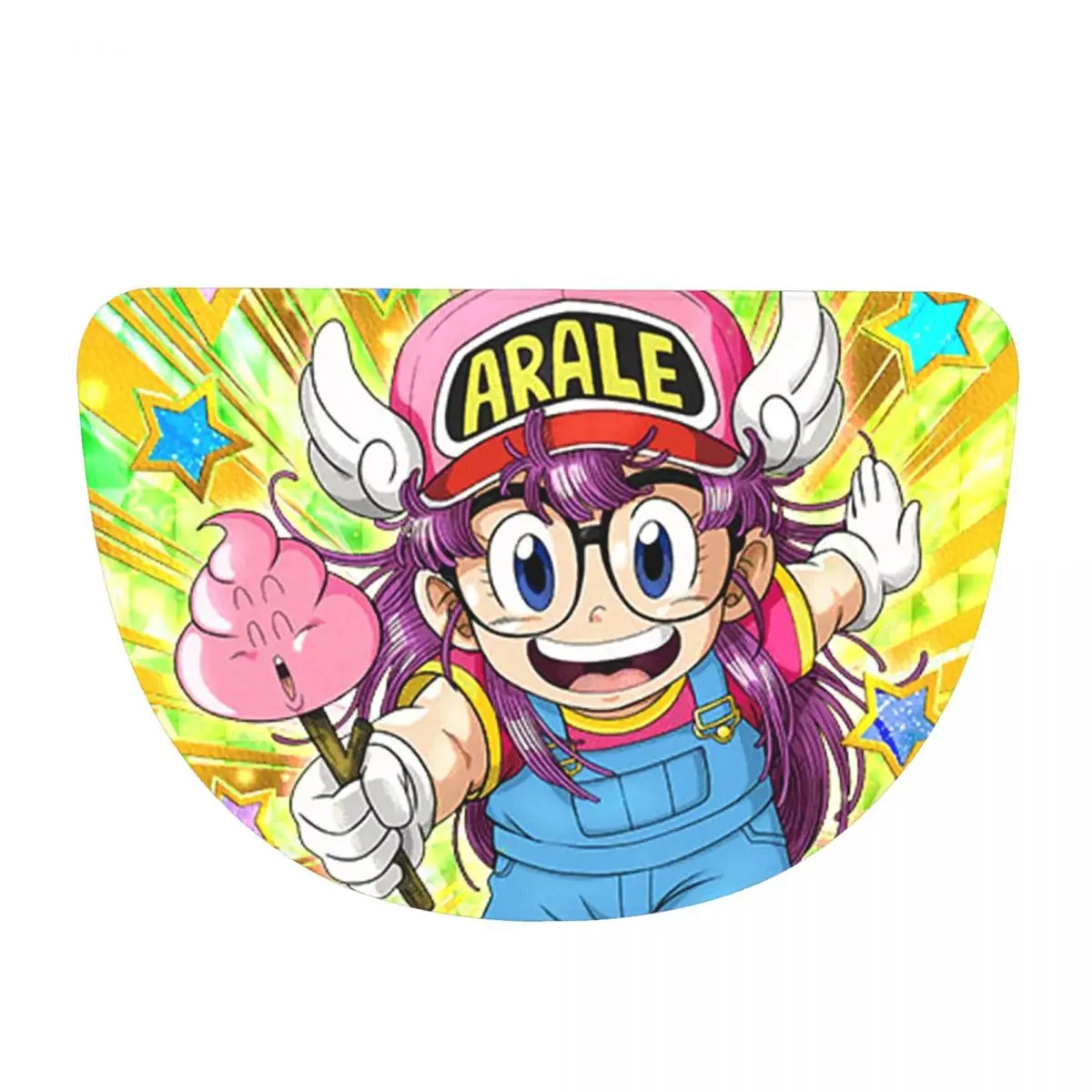 Arale Dr.Slump Anime Soft Flannel Half Round Doormat Non Slip Bathroom Mat Absorbent Floor Carpet for Living Room