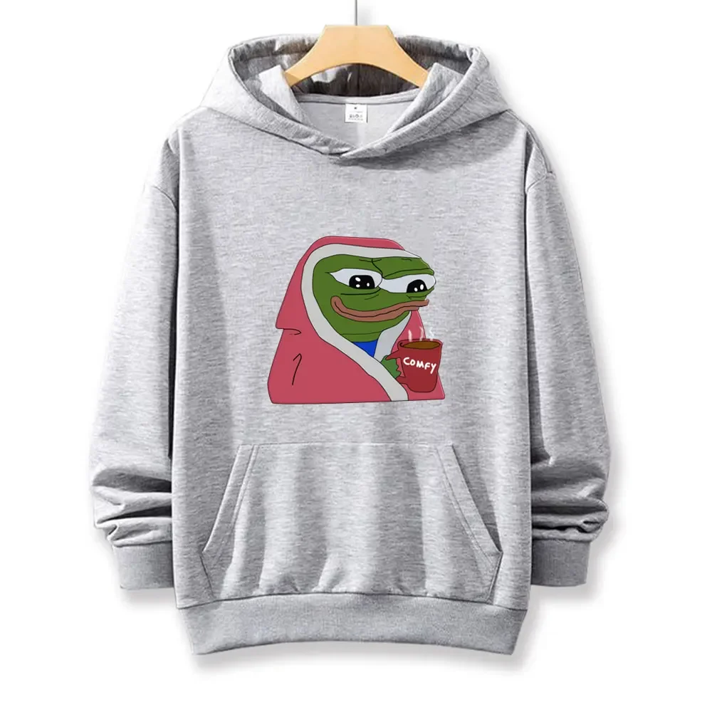 بيبي الضفدع التفكير المرأة هوديي الأساسية كنزة قطيفة لينة مقنعين البلوز مع جيوب البلوز Harajuku أنيمي هوديي #3