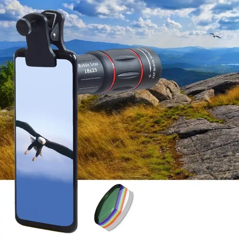 

L8RC 18X Telescopic Zoom Camera Lenses Wide Angles FisheyesLens for Phone Photography