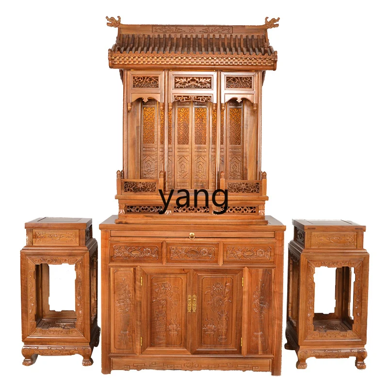 

Lmm Shrine Cabinet with Door Standing Cabinet Serving Shrine Household Solid Wood Serving Table