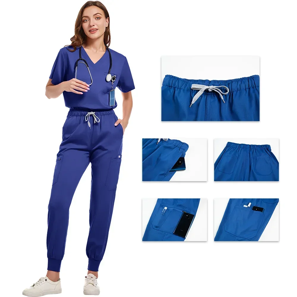 Costumi da infermiera per donna Uniforme medica Scrub Badante Chemise Tunica chirurgica veterinaria Abiti da lavoro Scrub Set Donna XS