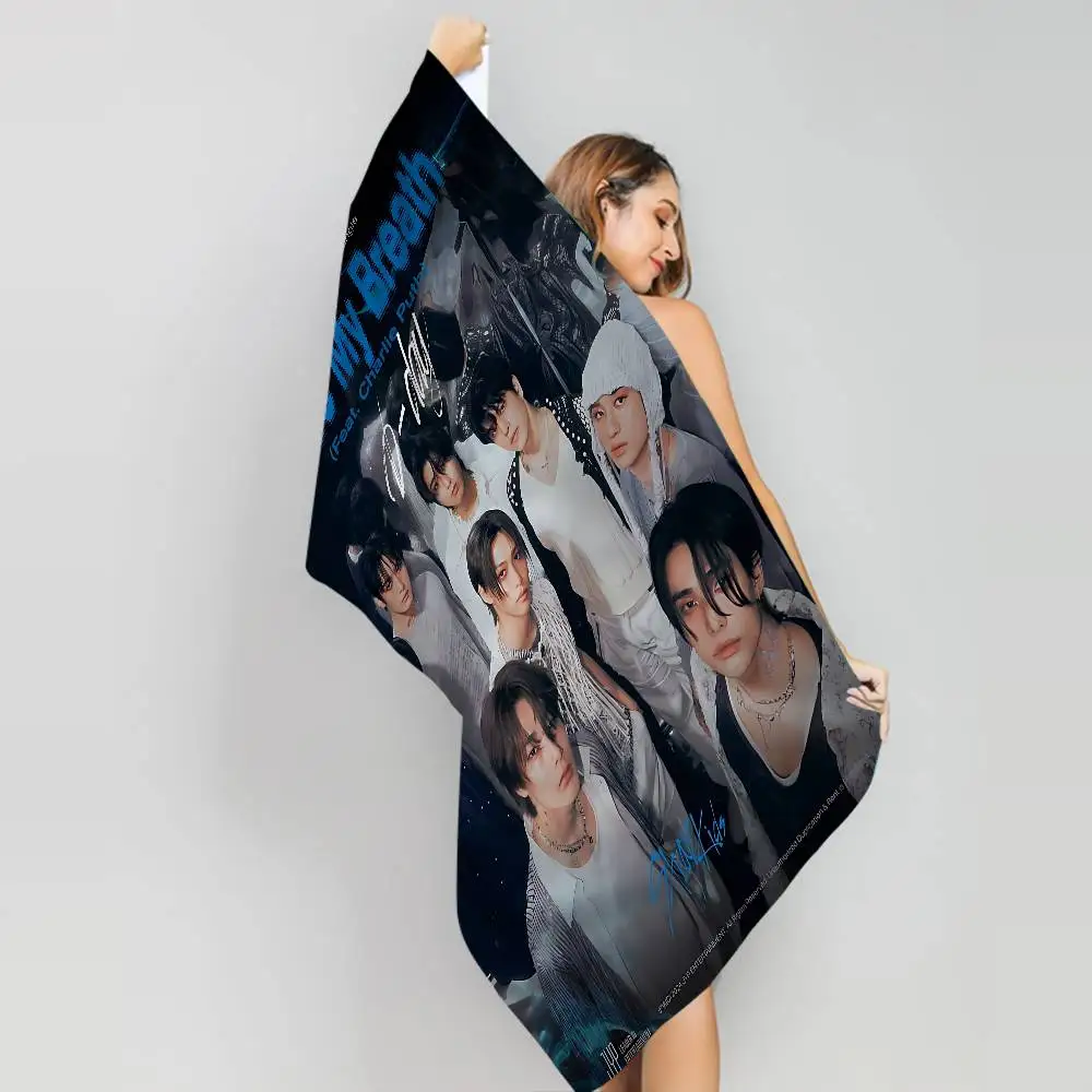S-StrayS COOL K-Kids Kpop Microfiber Blanket Quick Drying Beach Towels Oversized Printing Super Absorbent Pool Towel Blanket