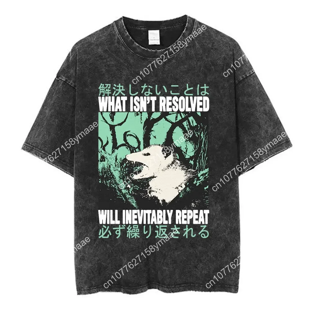 My Quest for Cheese Rat Funny Vintage Washed T Shirt Men Women Fashion Harajuku Short Sleeve T-shirts Casual Cotton Oversized T