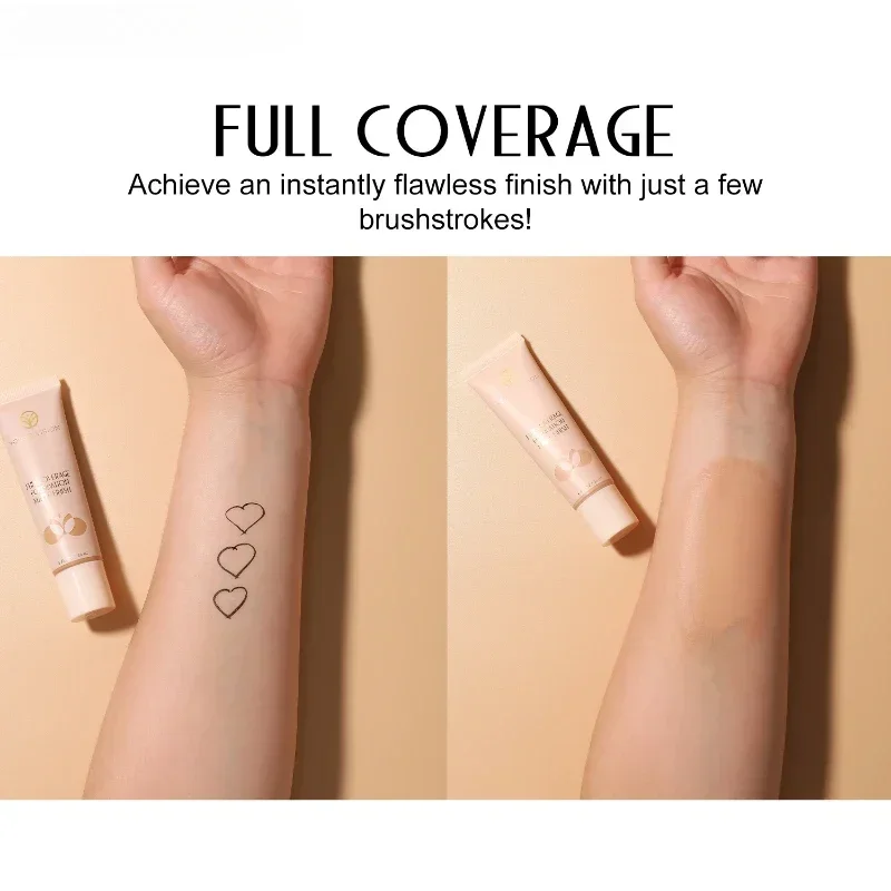 6-kleuren Vlekkeloze Concealer, Onzichtbare Vloeibare Foundation Cover Vlekken Acne Marks Donkere Kringen Hydraterende Foundation Gezichtsmake-up