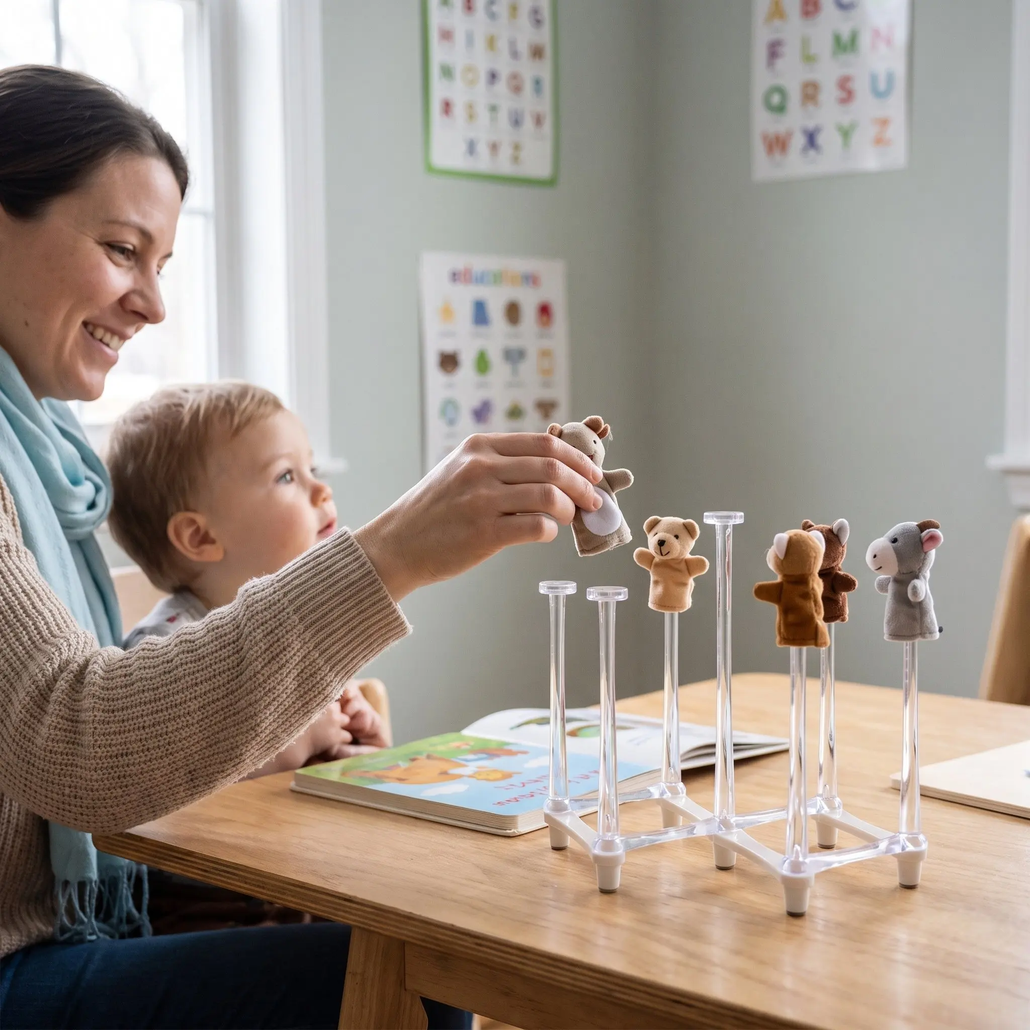 2pcs Clear Acrylic Finger Puppet Display Rack Foldable Bottle Drying Rack Milk Bottle Holder Desktop Storage Shelf Organizer