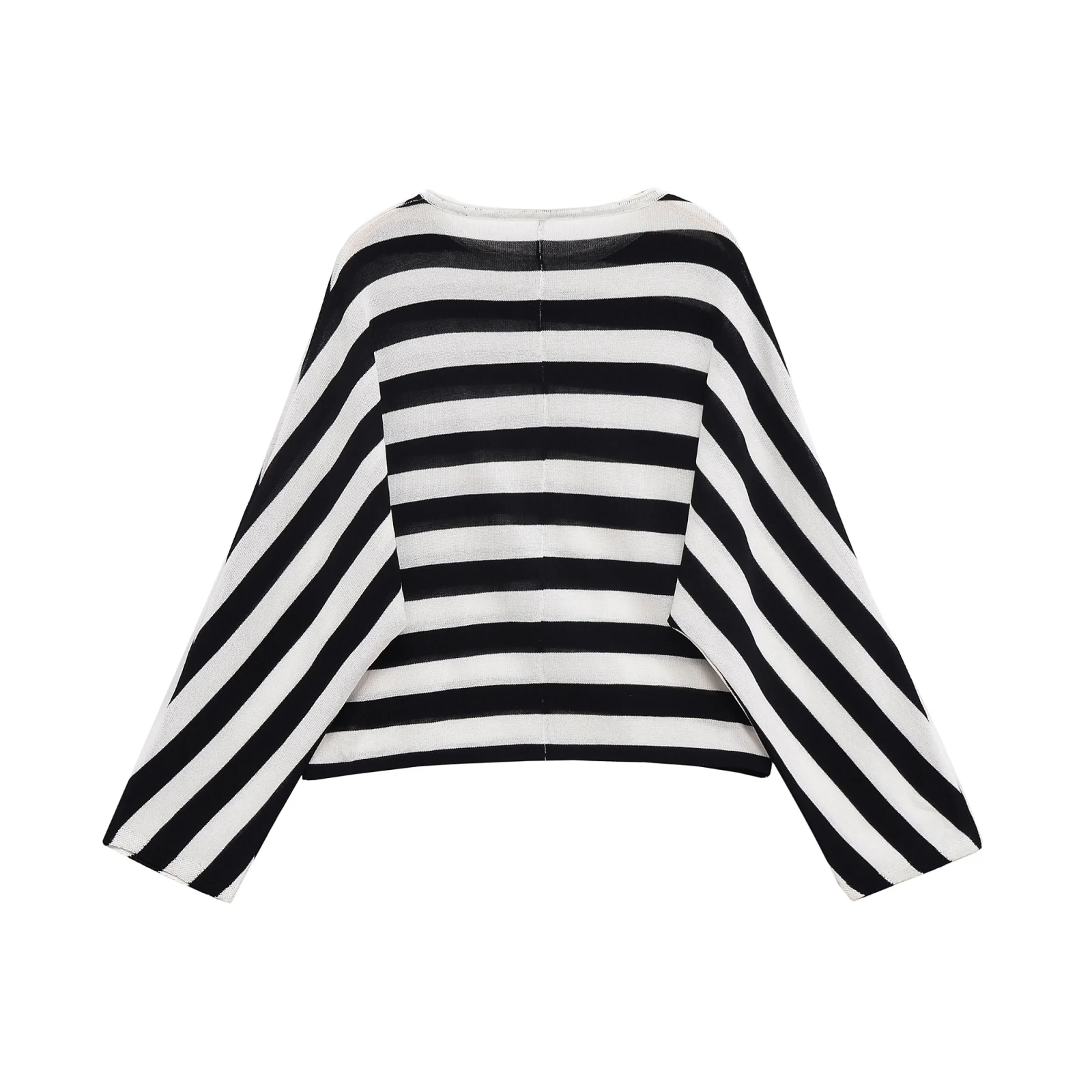 Faionable Striped Casual Batswing Sve Top Women's T-irt Classic Leisure Sle Slimming Effect Polyester Long Sve ro...