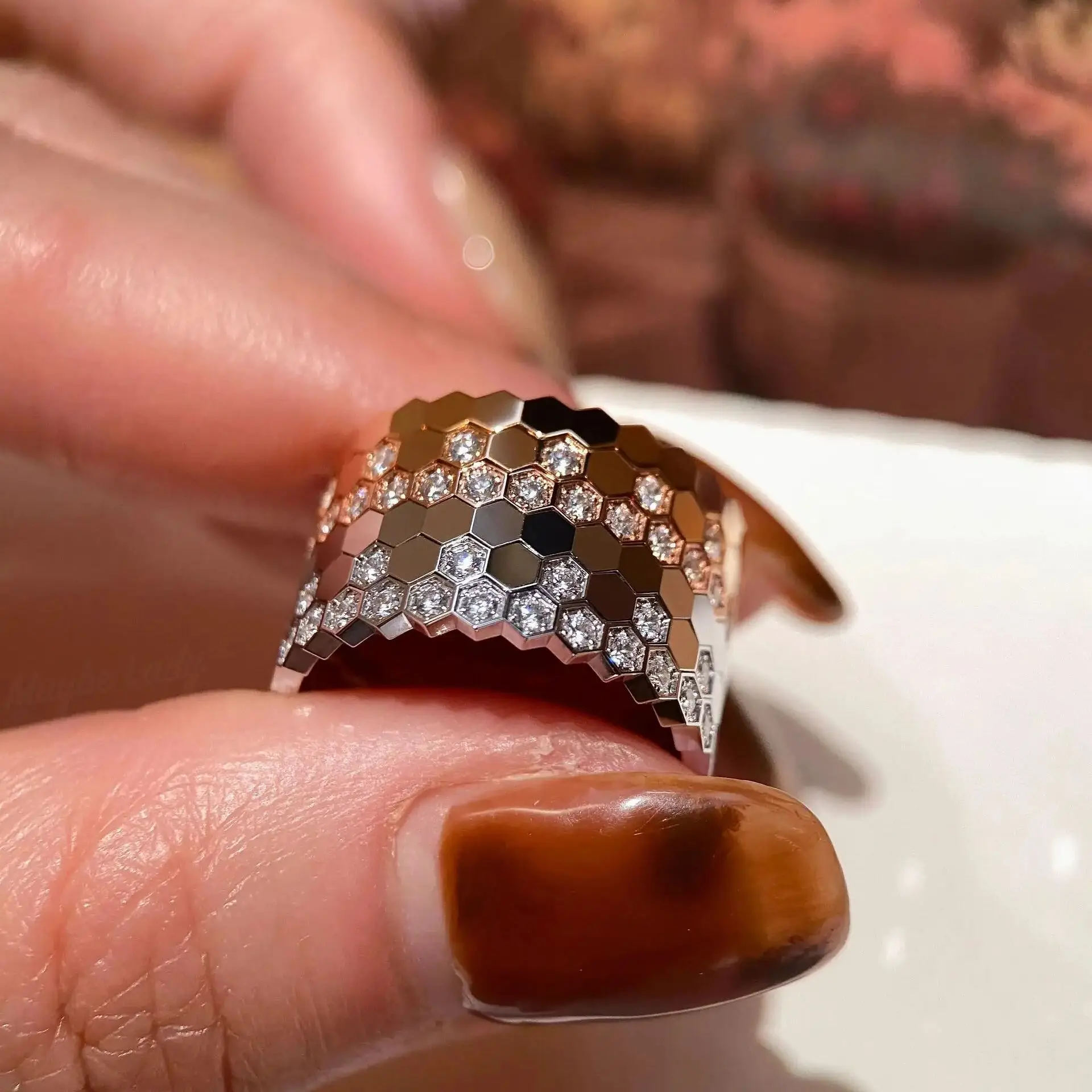 المبيعات الساخنة شكل العسل مسدس خاتم المرأة الموضة تكويم لارتداء الفضة 5A الصف الزركون هدايا العيد عالية الجودة