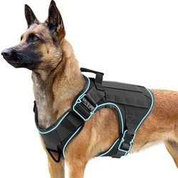 4 Metal Buckles Dog Harness Reflective Military Tactical Pet Training Walking K9 Vest Soild Harnesses with Handle For Large Dogs