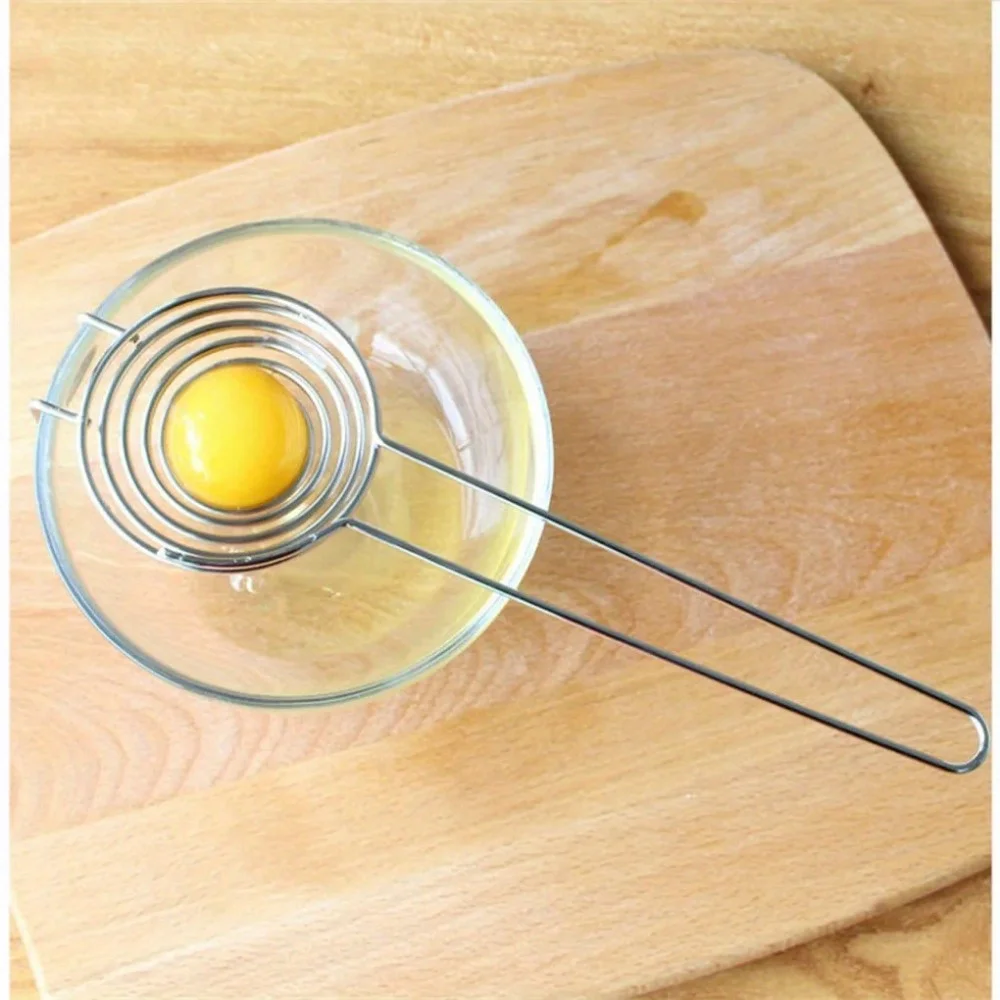 1PC Spiral 304 Stainless Steel Egg White Separator Egg Yolk Remover Divider with Long Handle Kitchen Tool