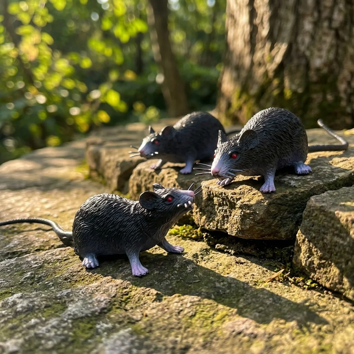 2/5Pcs 19cm Fake Black Rat Prank Toy Realistic Simulation Mouse Figure Trick Joke Prop Horror Party Scary Gag Novelty Gift Toy