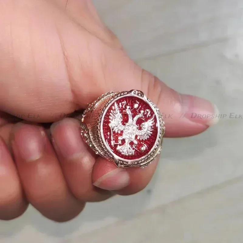 Модное властное трехмерное гравированное двуглавое кольцо с орлом, мужское обручальное кольцо, вечерние в стиле панк, хип-хоп, деловой мужской подарок