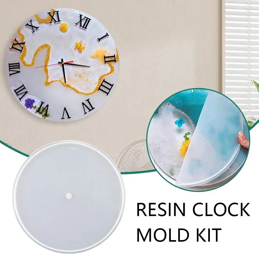 Large Round Clock Resina Epoxy Transparente DIY Molds Manualidades Wall Hanging Room Decor Silicon Ornaments Home D8V2