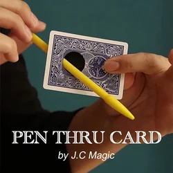 Pen Thru Card by J.C Magic Tricks Black Hole Penetration Magia Magician Close Up Street Illusions Gimmicks Mentalism Props