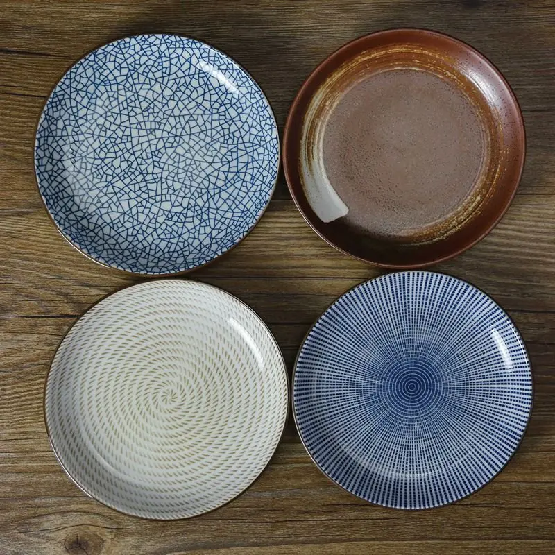 Stripe geometry plate flavoring sauce dishes, saucer sushi Dessert dish, Creative small size snacks 4 Inch and 4 patterns/ set ~