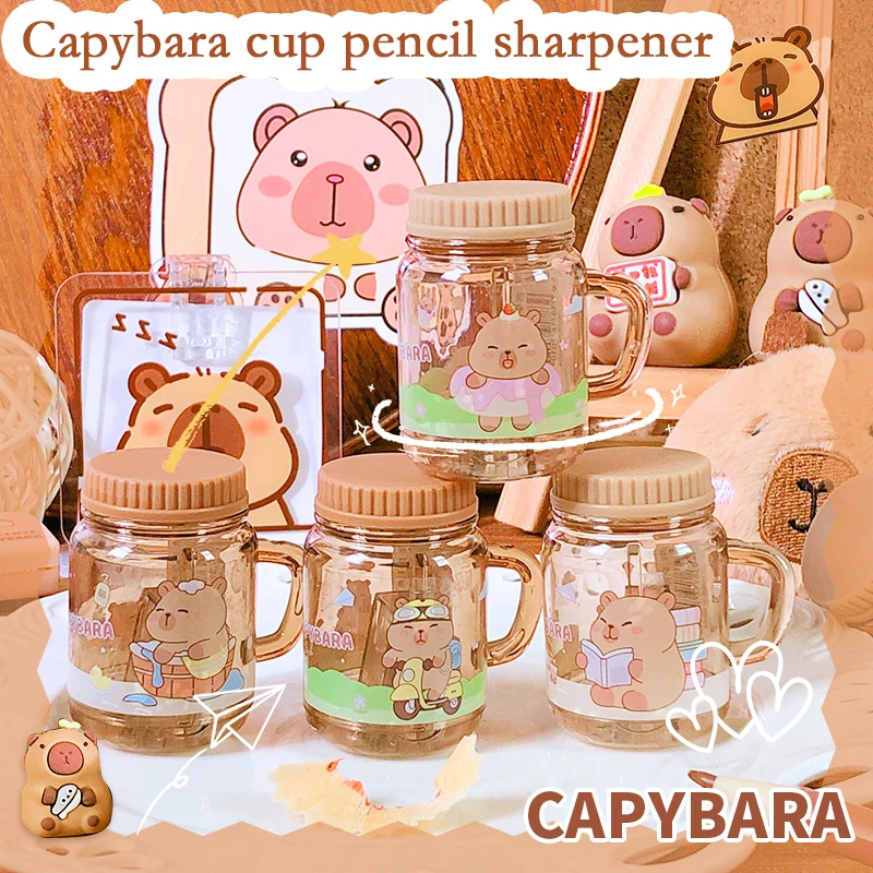 kawaii stationery supplies bar teacher accessories school useful cute capybara cup pencil Sharpener aesthetic school supplies