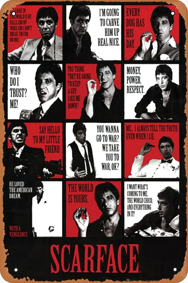 MUZUPUTS SCARFACE Poster Movie Introduction AL PACINO Large Print 30.48 X 20.32 cm metal tin sign