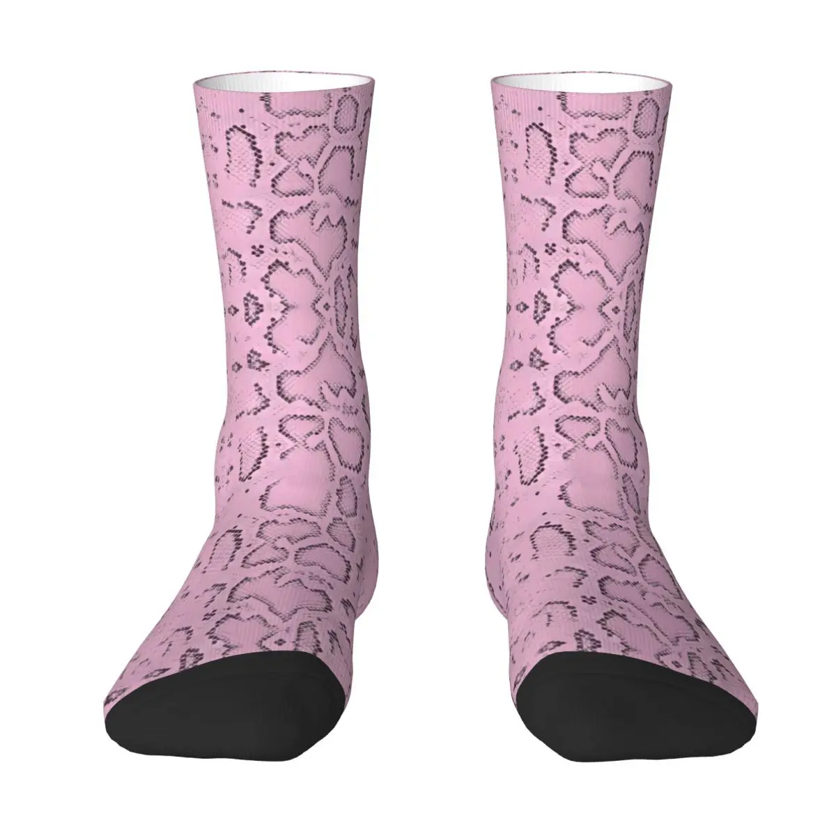 Pink Snakeskin Socks Winter Python Print Stockings Fashion Unisex Soft Socks Design Cycling Non-Slip Socks