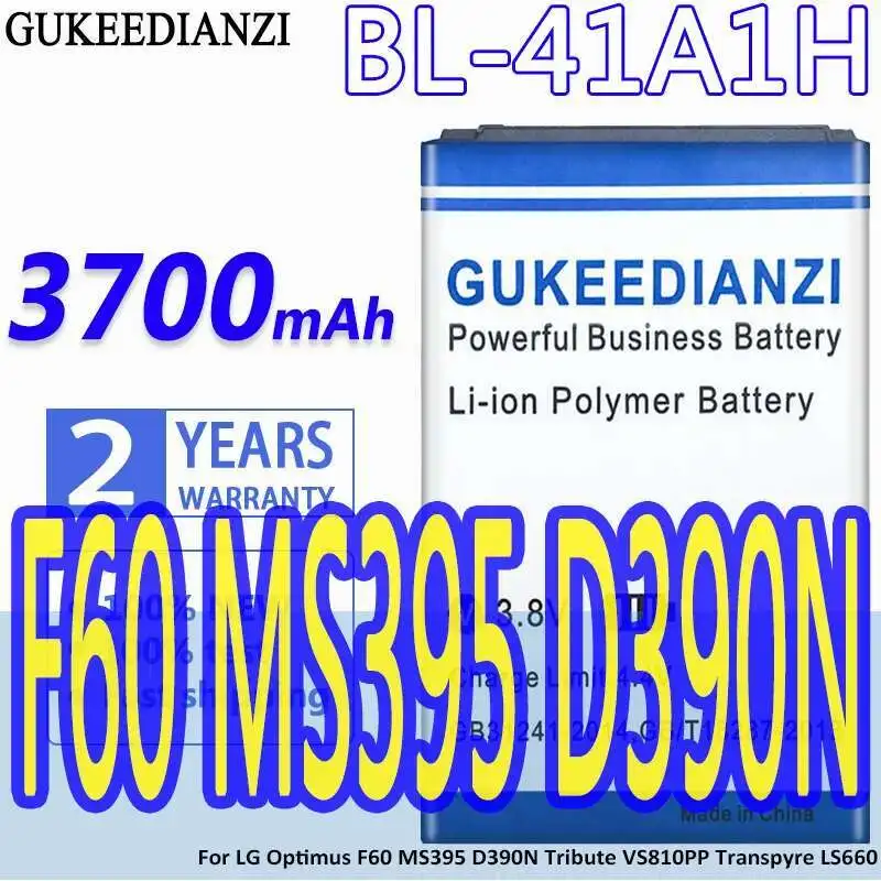 

Mobile Phone Battery BL-41A1H 3700mAh For LG Optimus F60 MS395 D390N Tribute VS810PP Transpyre LS660 BL 41A1H BL-41A1HB