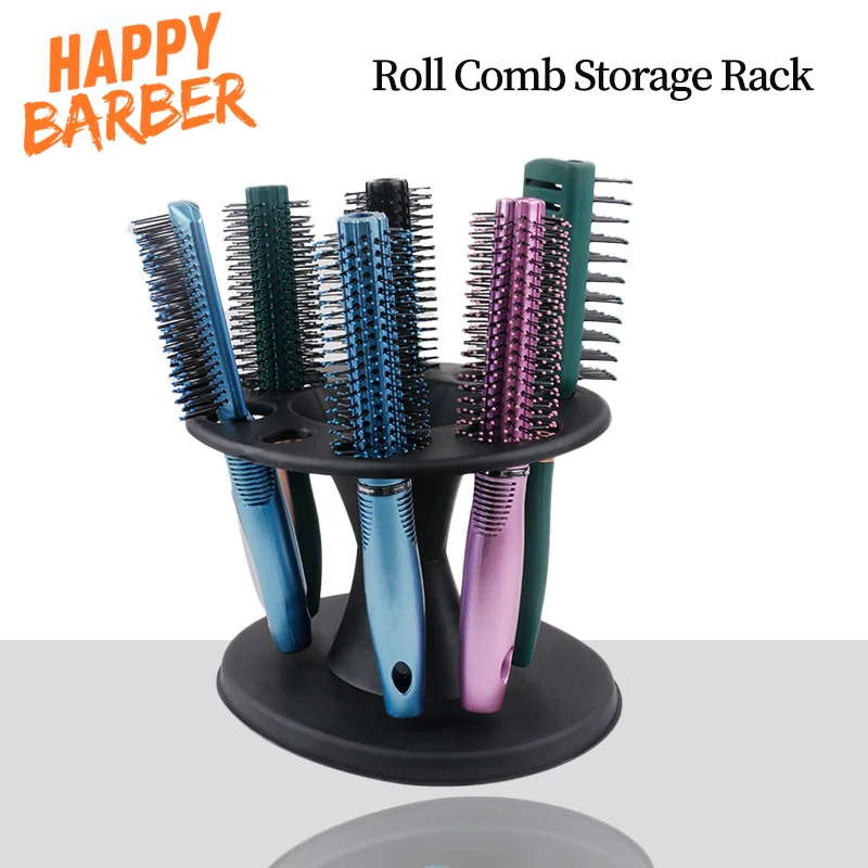

8 Holes Circular Inserting Barber Tool Display Storage Stand For Hairdressing Round Rolling Comb Brush Scissors Organizer Rack