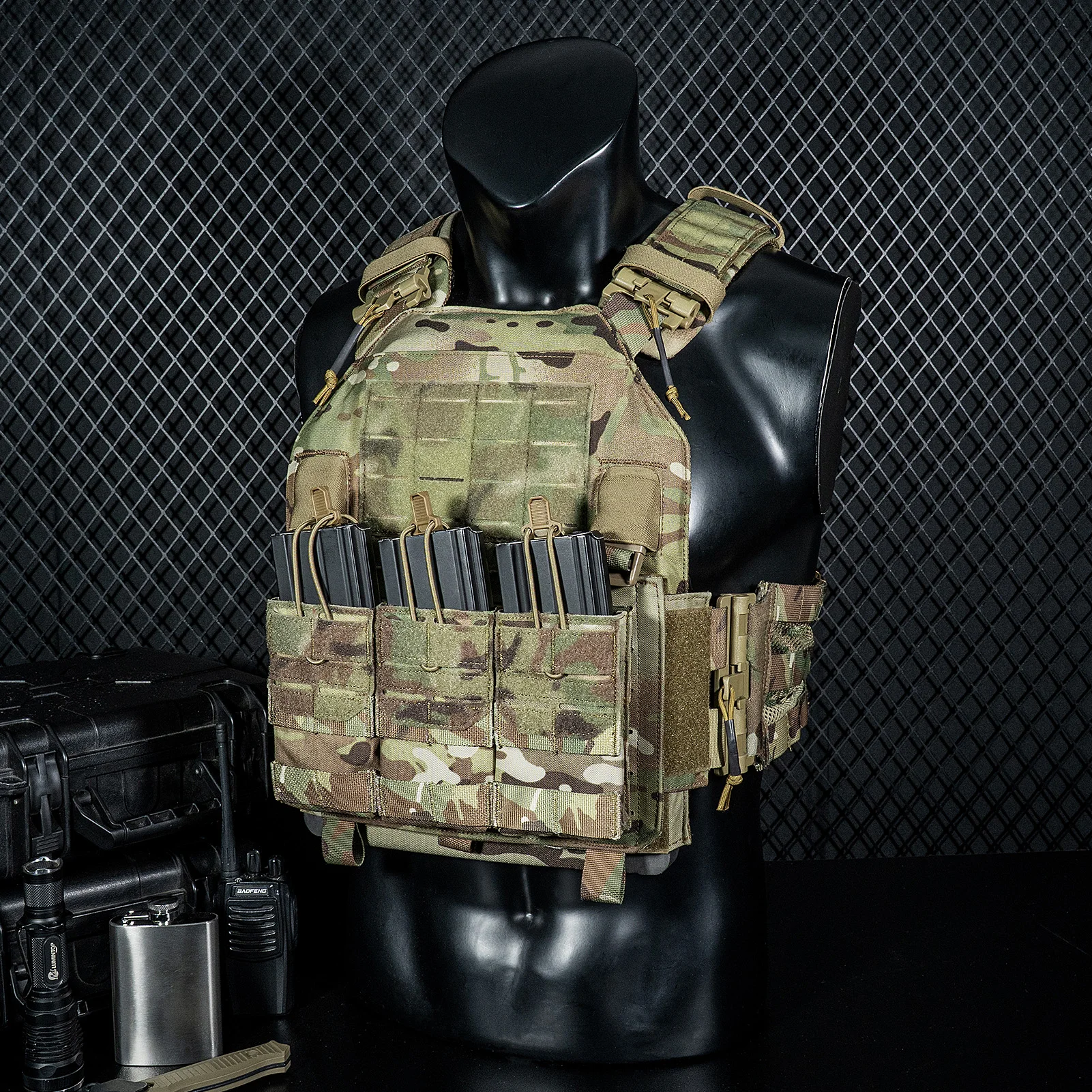 KRYDEX Taktische MOLLE Dreifach-Magazintasche Offene Oberseite 556mm Magazintasche für M4 M16 AR15 Jagd- und Airsoft-Zubehör – Detail 7