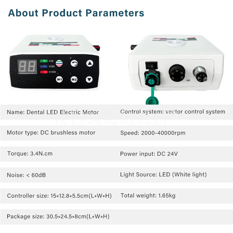 Стоматологический электрический микромотор, 2 отверстия/4 отверстия с двигателем резервуара для воды, 1:1 1:5 увеличение диагонального наконечника,